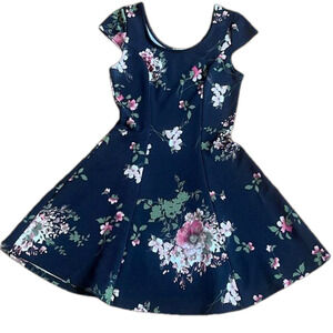 Floral Black Skater Dress